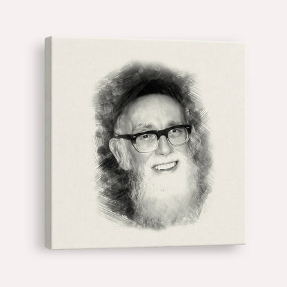 Rav Shlomo Zalman Auberach – Black & White – Canvas Square | Jewish Wall Art, Gedolim Pictures