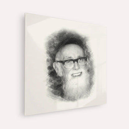 Rav Shlomo Zalman Auberach – Black & White – Acrylic Glass Square | Jewish Wall Art, Gedolim Pictures