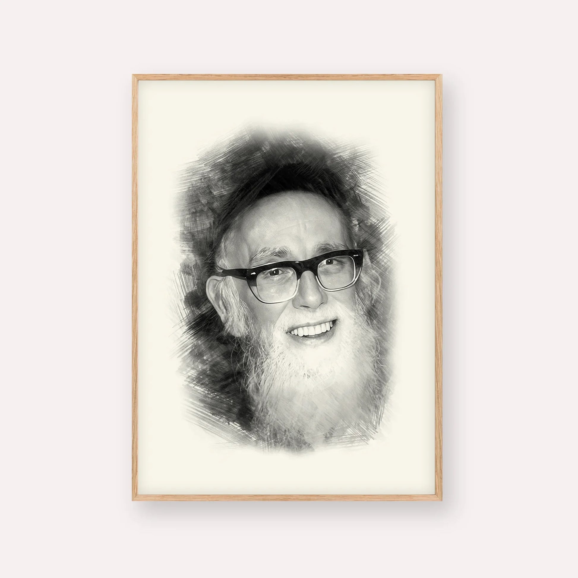 Rav Shlomo Zalman Auberach – Black & White – Wood Frame Vertical | Jewish Wall Art, Gedolim Pictures