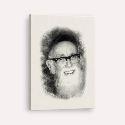 Rav Shlomo Zalman Auberach – Black & White – Canvas Vertical | Jewish Wall Art, Gedolim Pictures