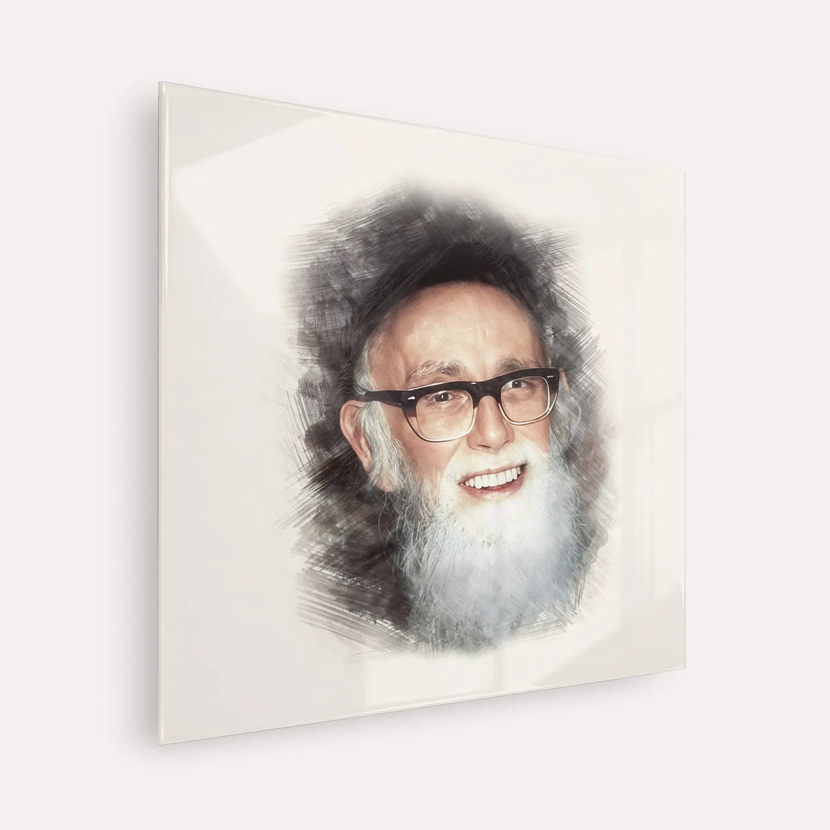 Rav Shlomo Zalman Auberach – Acrylic Glass Square | Jewish Wall Art, Gedolim Pictures