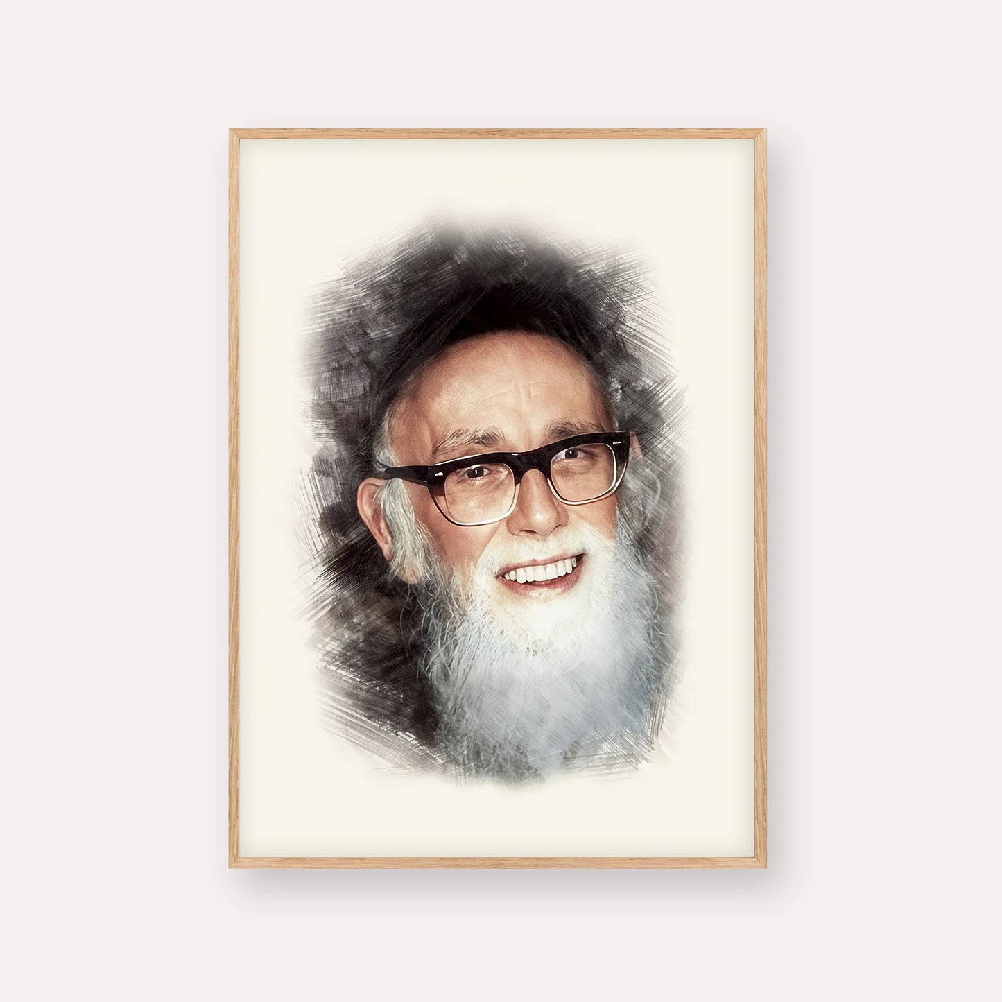 Rav Shlomo Zalman Auberach – Wood Frame Vertical | Jewish Wall Art, Gedolim Pictures