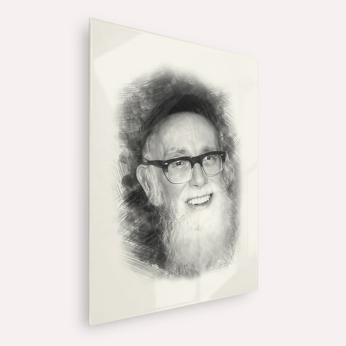 Rav Shlomo Zalman Auberach – Black & White – Acrylic Glass Vertical | Jewish Wall Art, Gedolim Pictures