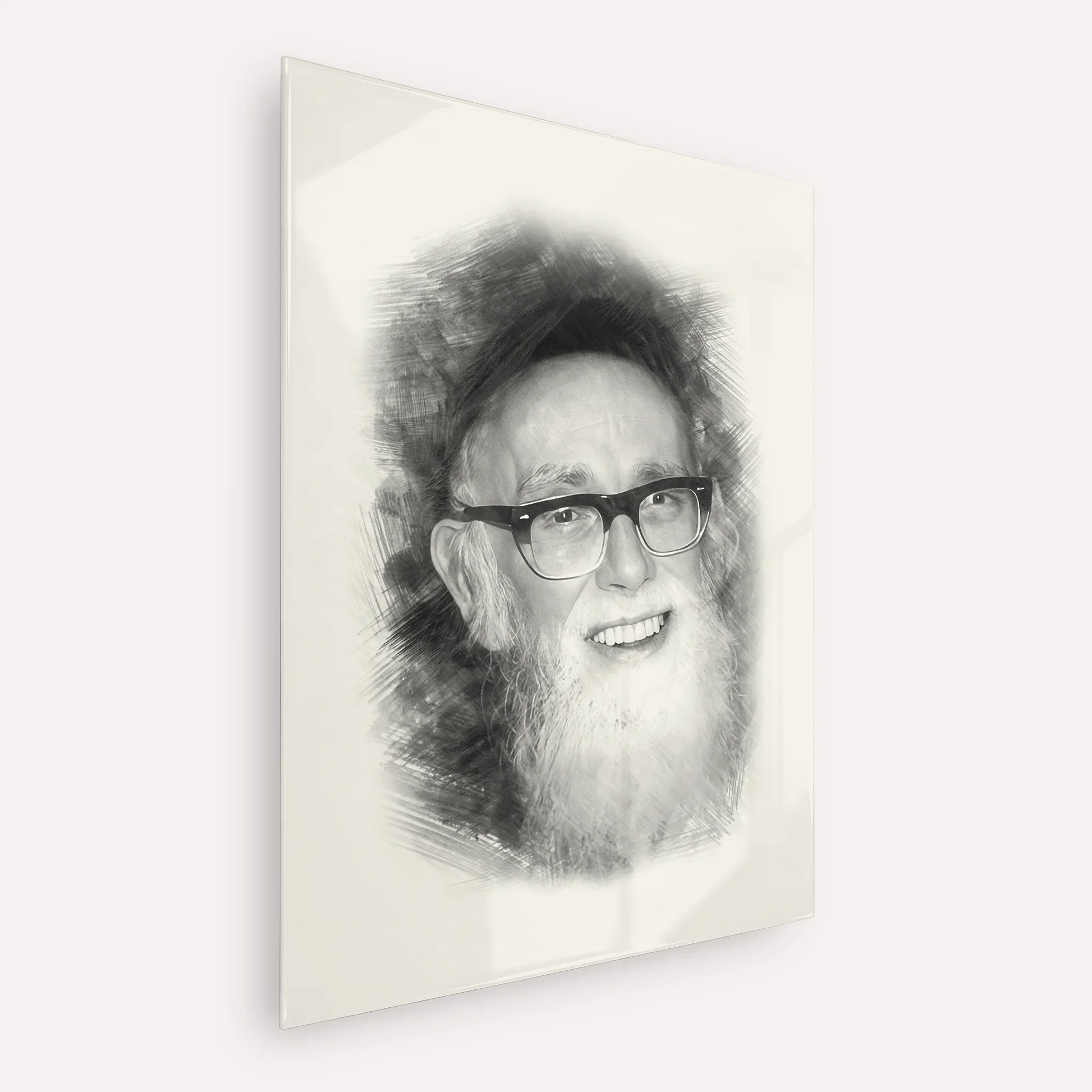 Rav Shlomo Zalman Auberach – Black & White – Acrylic Glass Vertical | Jewish Wall Art, Gedolim Pictures