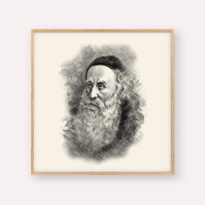 Rav Shneur Zalman (Baal HaTanya) – Black & White – Wood Frame Square | Jewish Wall Art, Gedolim Pictures