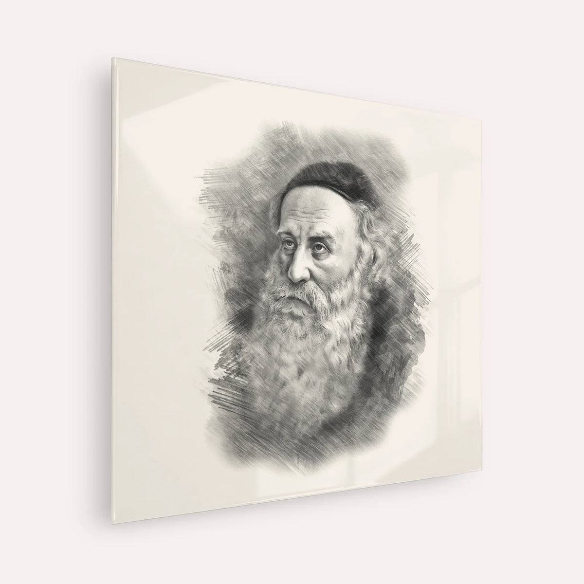 Rav Shneur Zalman (Baal HaTanya) – Black & White – Acrylic Glass Square | Jewish Wall Art, Gedolim Pictures
