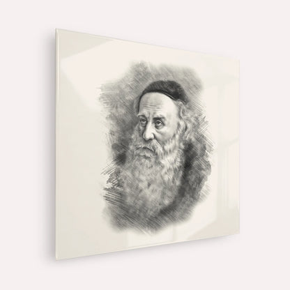 Rav Shneur Zalman (Baal HaTanya) – Black & White – Acrylic Glass Square | Jewish Wall Art, Gedolim Pictures