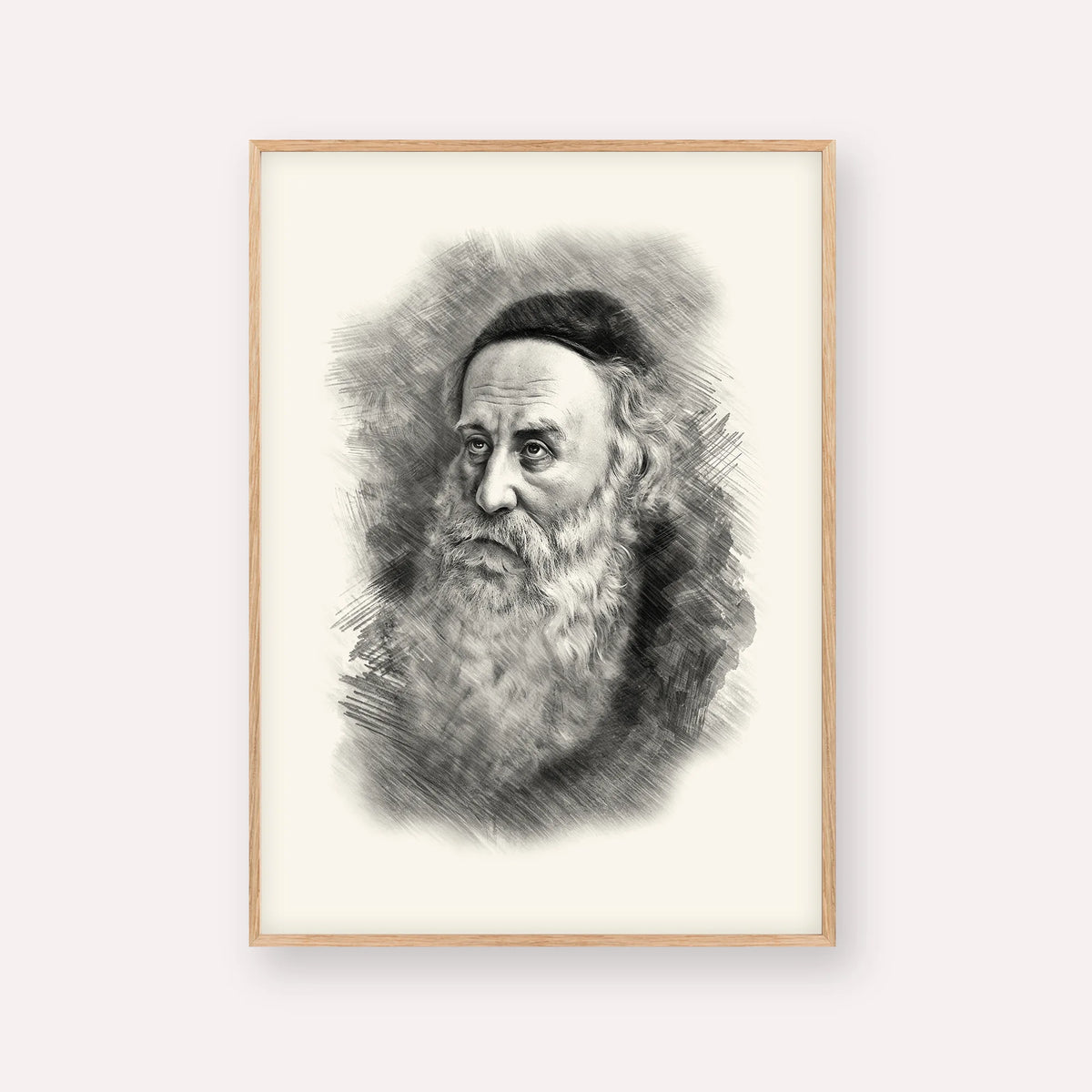 Rav Shneur Zalman (Baal HaTanya) – Black & White – Wood Frame Vertical | Jewish Wall Art, Gedolim Pictures