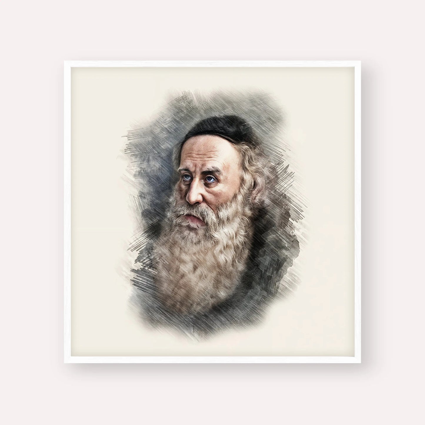 Rav Shneur Zalman (Baal HaTanya) – White Frame Square | Jewish Wall Art, Gedolim Pictures