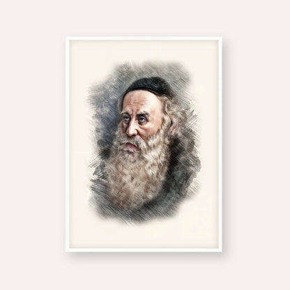 Rav Shneur Zalman (Baal HaTanya) – White Frame Vertical | Jewish Wall Art, Gedolim Pictures