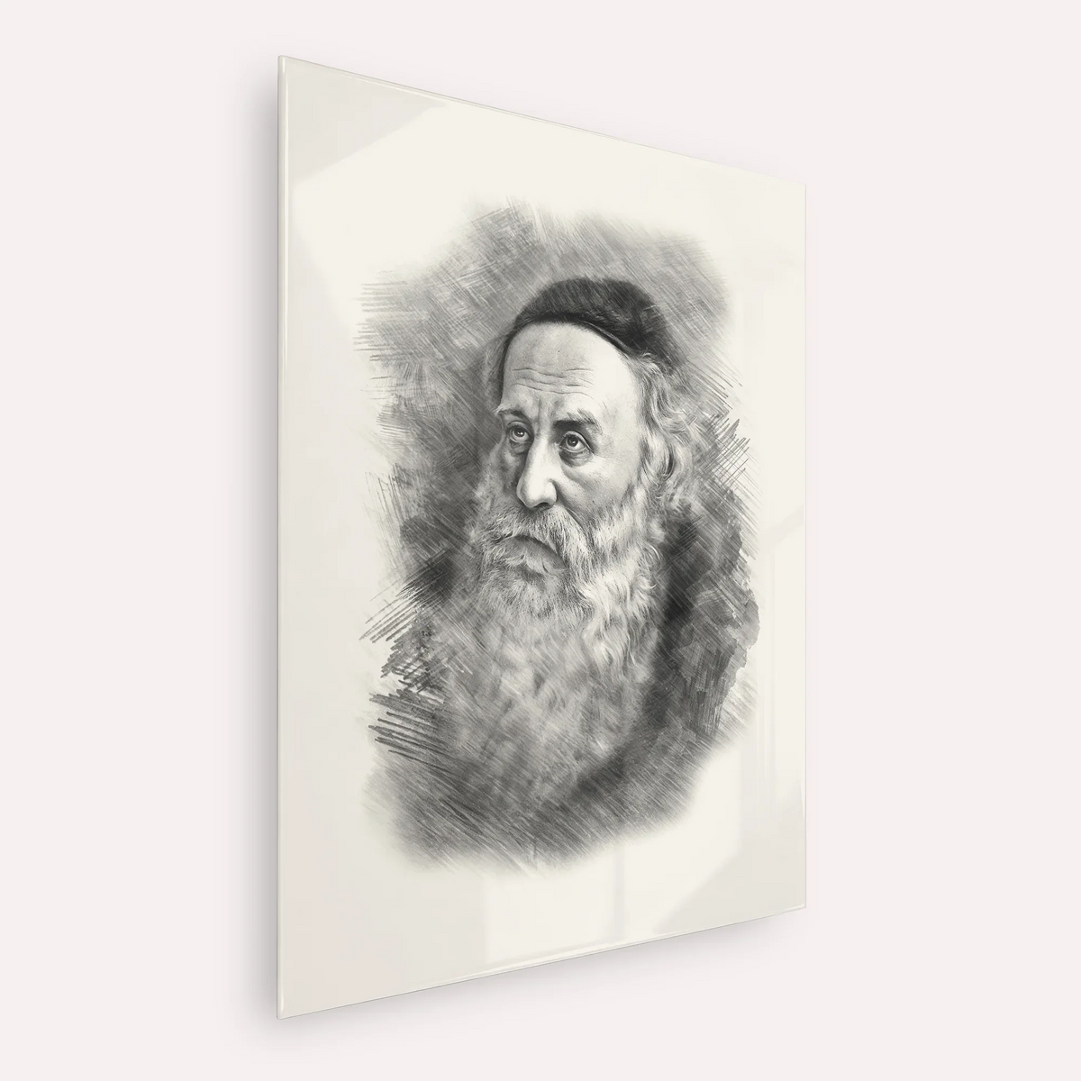 Rav Shneur Zalman (Baal HaTanya) – Black & White – Acrylic Glass Vertical | Jewish Wall Art, Gedolim Pictures