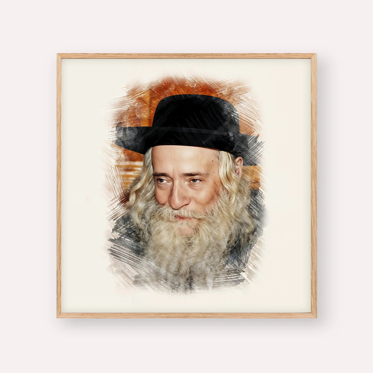 Rav Yekusiel Yehudah Halberstam - The Klausenburger Rebbe – Wood Frame Square | Jewish Wall Art, Gedolim Pictures