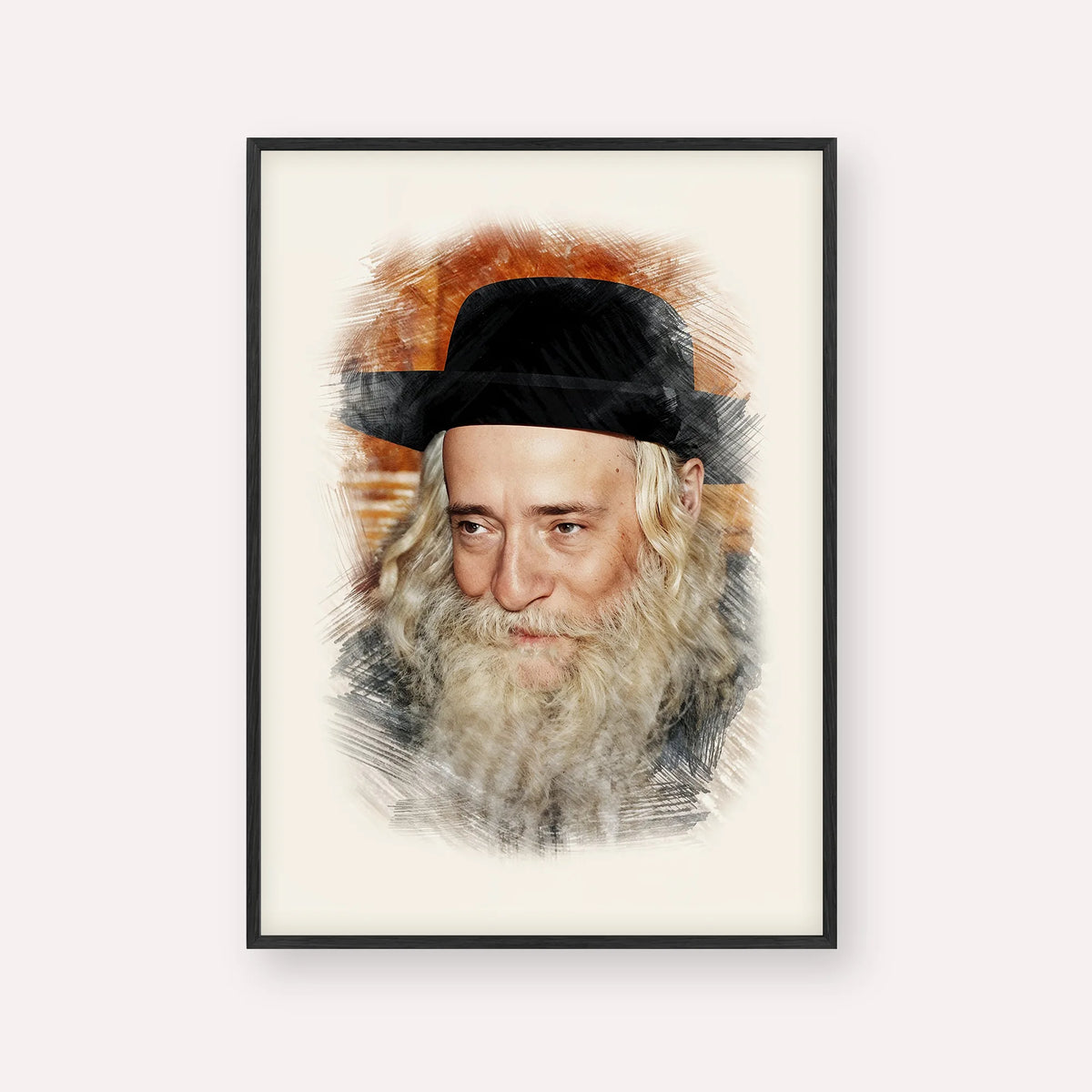 Rav Yekusiel Yehudah Halberstam - The Klausenburger Rebbe – Black Frame Vertical | Jewish Wall Art, Gedolim Pictures