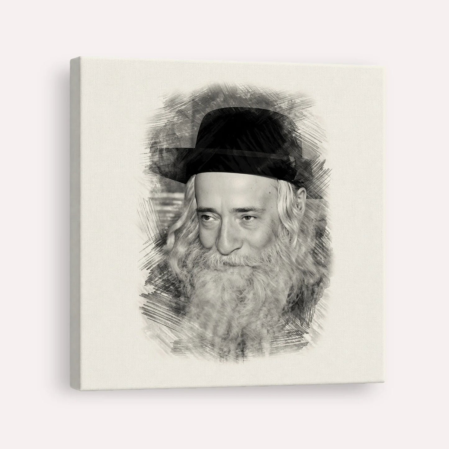 Rav Yekusiel Yehudah Halberstam - The Klausenburger Rebbe – Black & White – Canvas Square | Jewish Wall Art, Gedolim Pictures