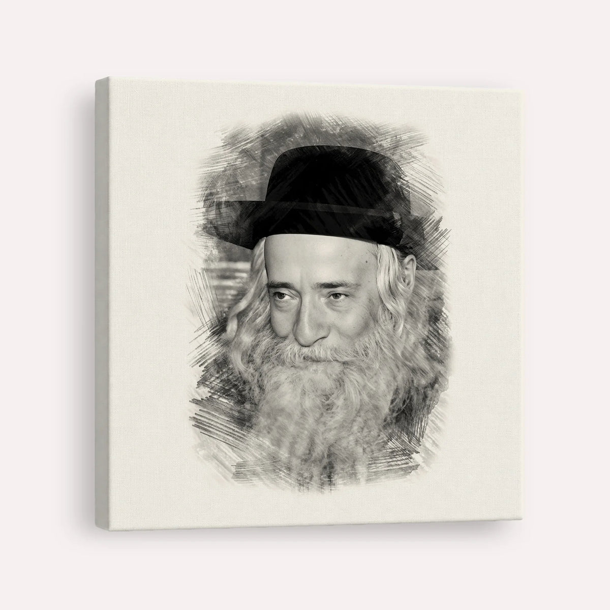 Rav Yekusiel Yehudah Halberstam - The Klausenburger Rebbe – Black & White – Canvas Square | Jewish Wall Art, Gedolim Pictures