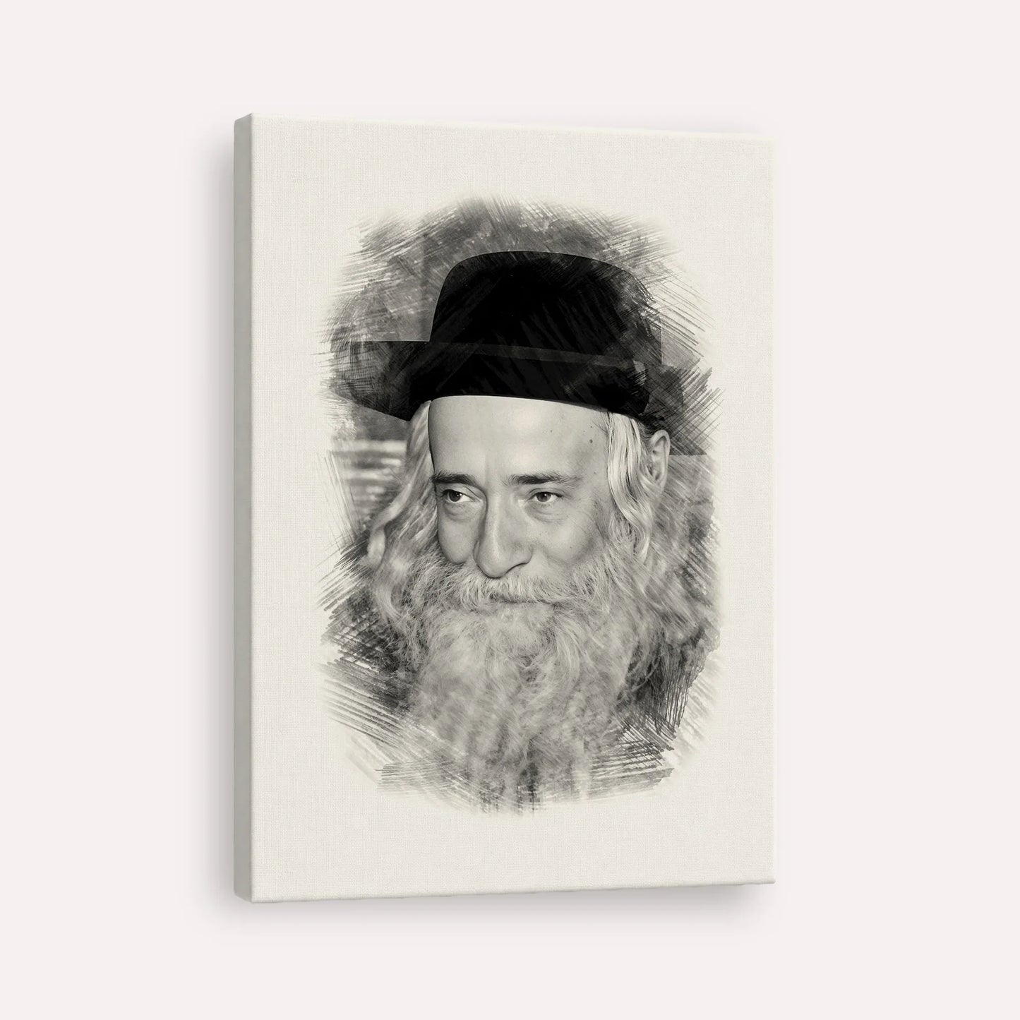 Rav Yekusiel Yehudah Halberstam - The Klausenburger Rebbe – Black & White – Canvas Vertical | Jewish Wall Art, Gedolim Pictures