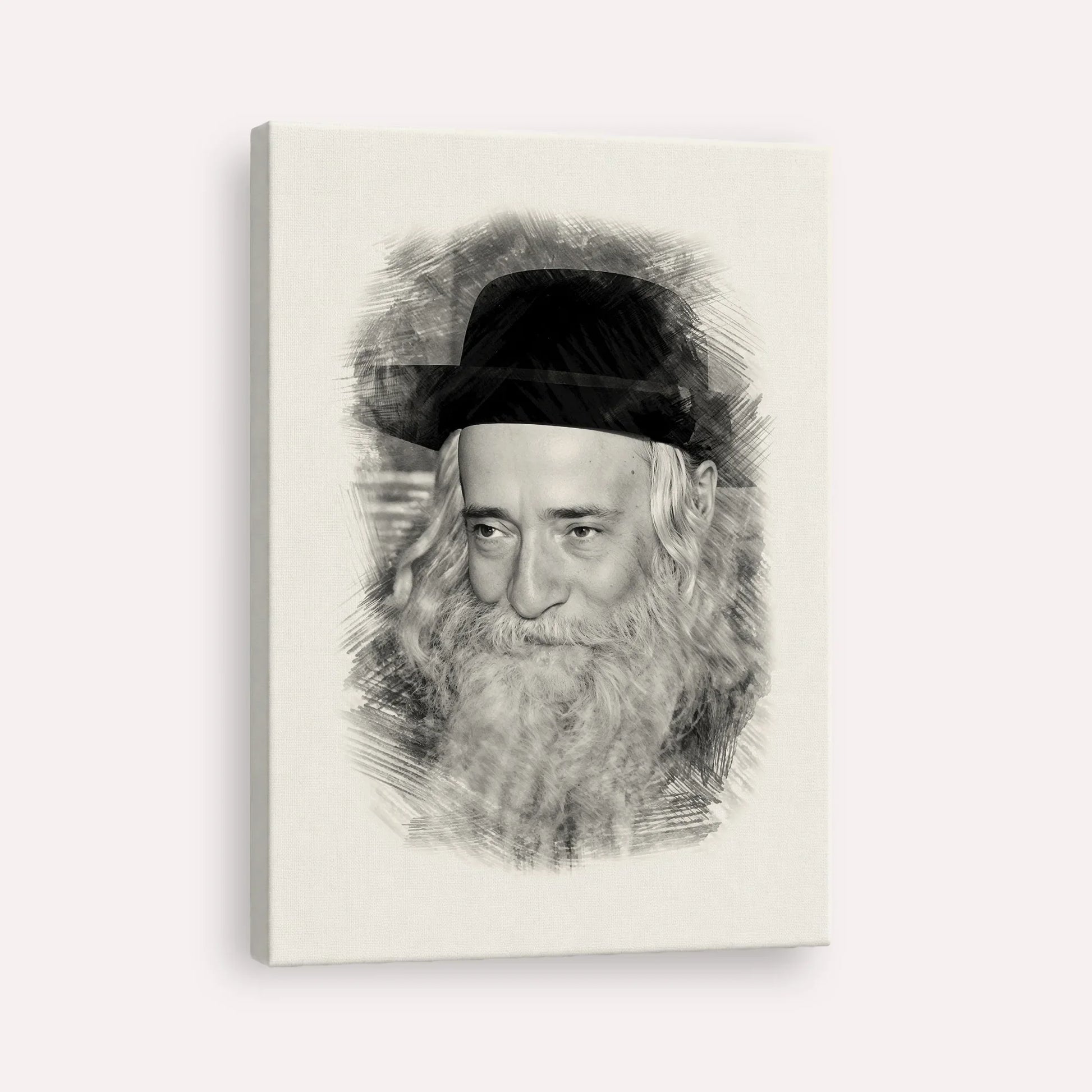 Rav Yekusiel Yehudah Halberstam - The Klausenburger Rebbe – Black & White – Canvas Vertical | Jewish Wall Art, Gedolim Pictures