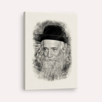 Rav Yekusiel Yehudah Halberstam - The Klausenburger Rebbe – Black & White – Canvas Vertical | Jewish Wall Art, Gedolim Pictures