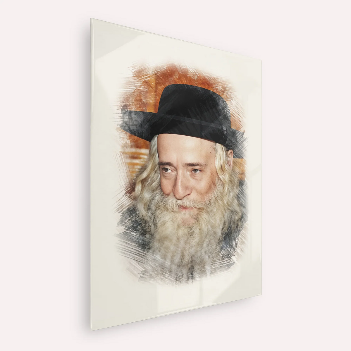 Rav Yekusiel Yehudah Halberstam - The Klausenburger Rebbe – Acrylic Glass Vertical | Jewish Wall Art, Gedolim Pictures
