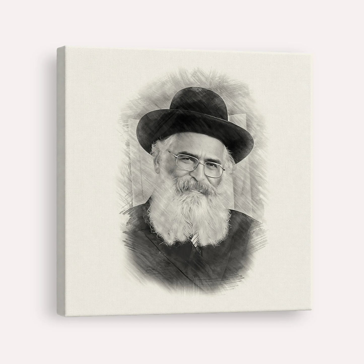Rav Yoram Abergel – Black & White – Canvas Square | Jewish Wall Art, Gedolim Pictures
