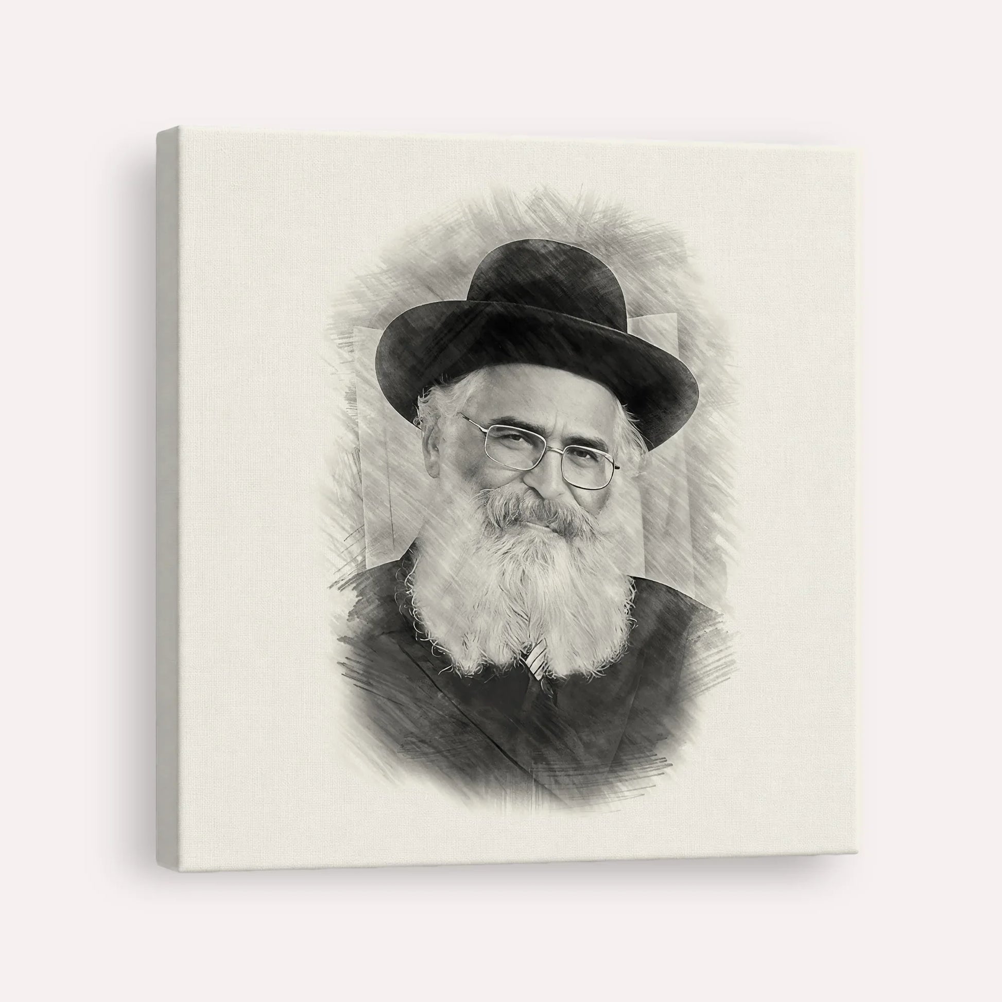 Rav Yoram Abergel – Black & White – Canvas Square | Jewish Wall Art, Gedolim Pictures