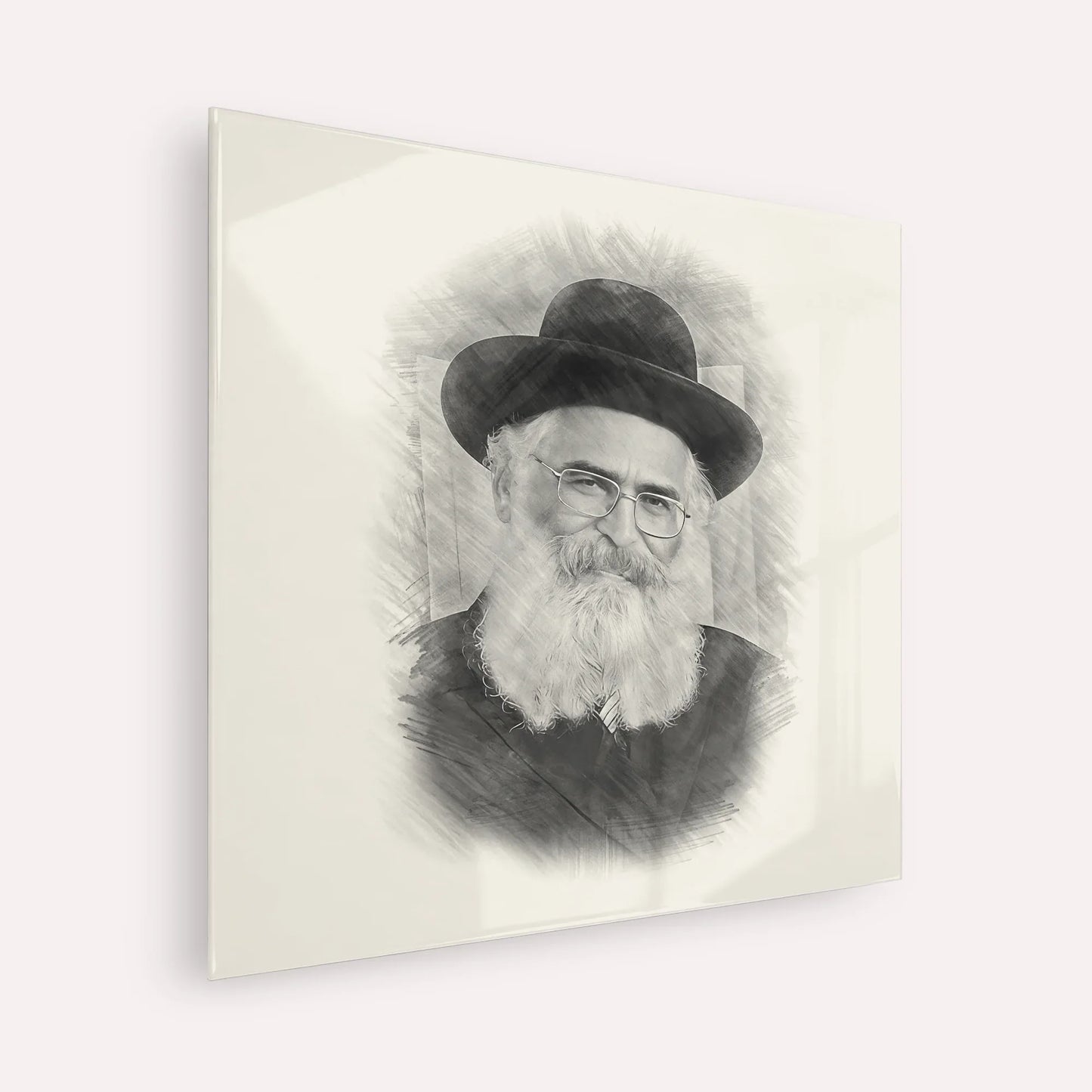 Rav Yoram Abergel – Black & White – Acrylic Glass Square | Jewish Wall Art, Gedolim Pictures
