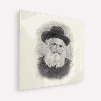 Rav Yoram Abergel – Black & White – Acrylic Glass Square | Jewish Wall Art, Gedolim Pictures