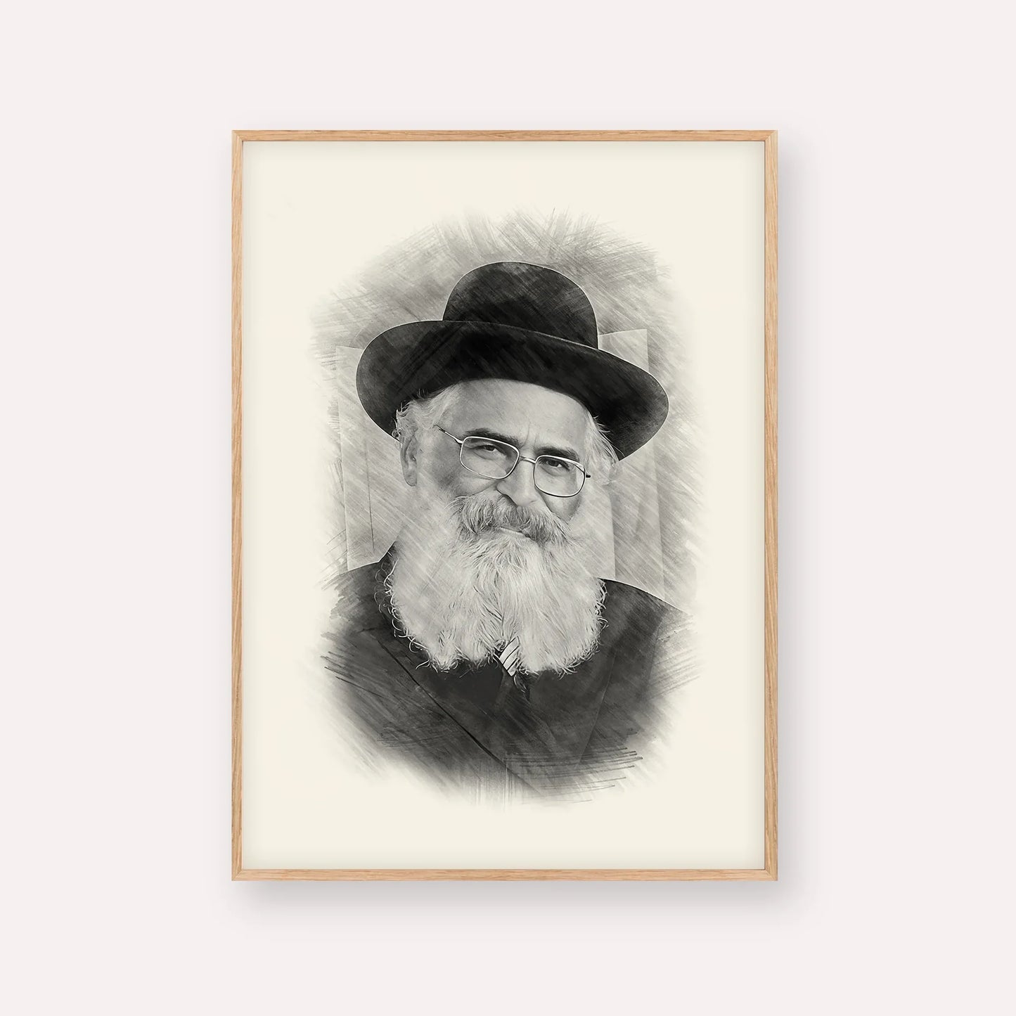 Rav Yoram Abergel – Black & White – Wood Frame Vertical | Jewish Wall Art, Gedolim Pictures
