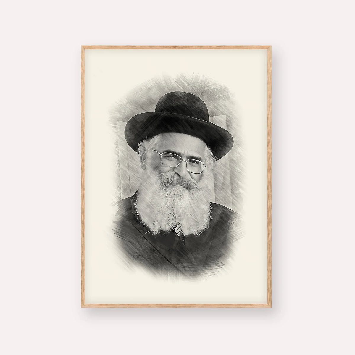 Rav Yoram Abergel – Black & White – Wood Frame Vertical | Jewish Wall Art, Gedolim Pictures