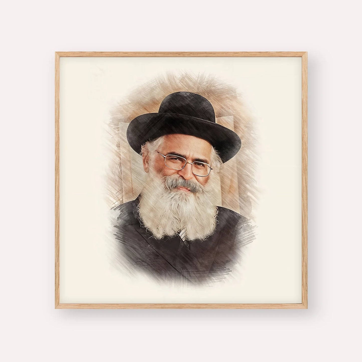 Rav Yoram Abergel – Wood Frame Square | Jewish Wall Art, Gedolim Pictures