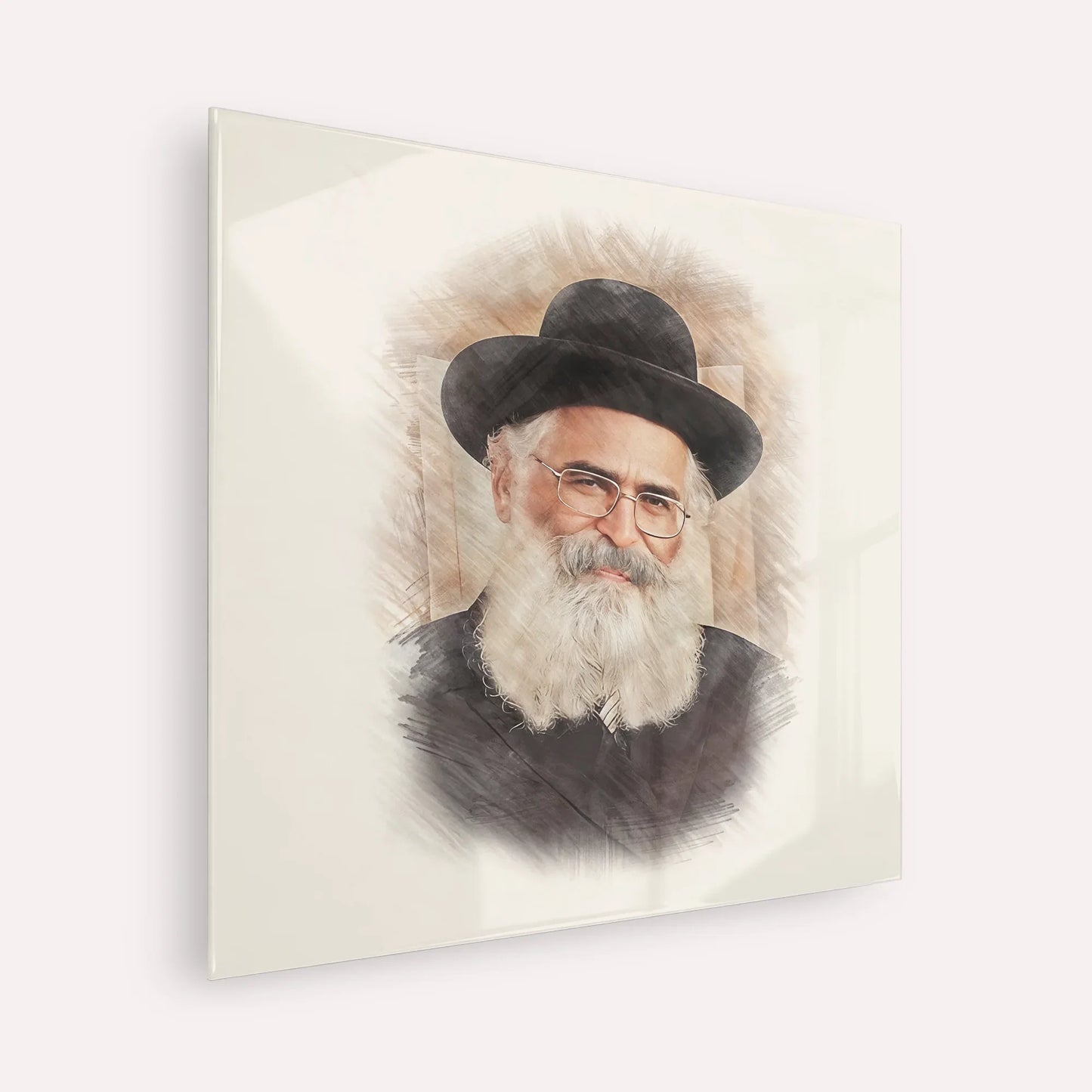 Rav Yoram Abergel – Acrylic Glass Square | Jewish Wall Art, Gedolim Pictures
