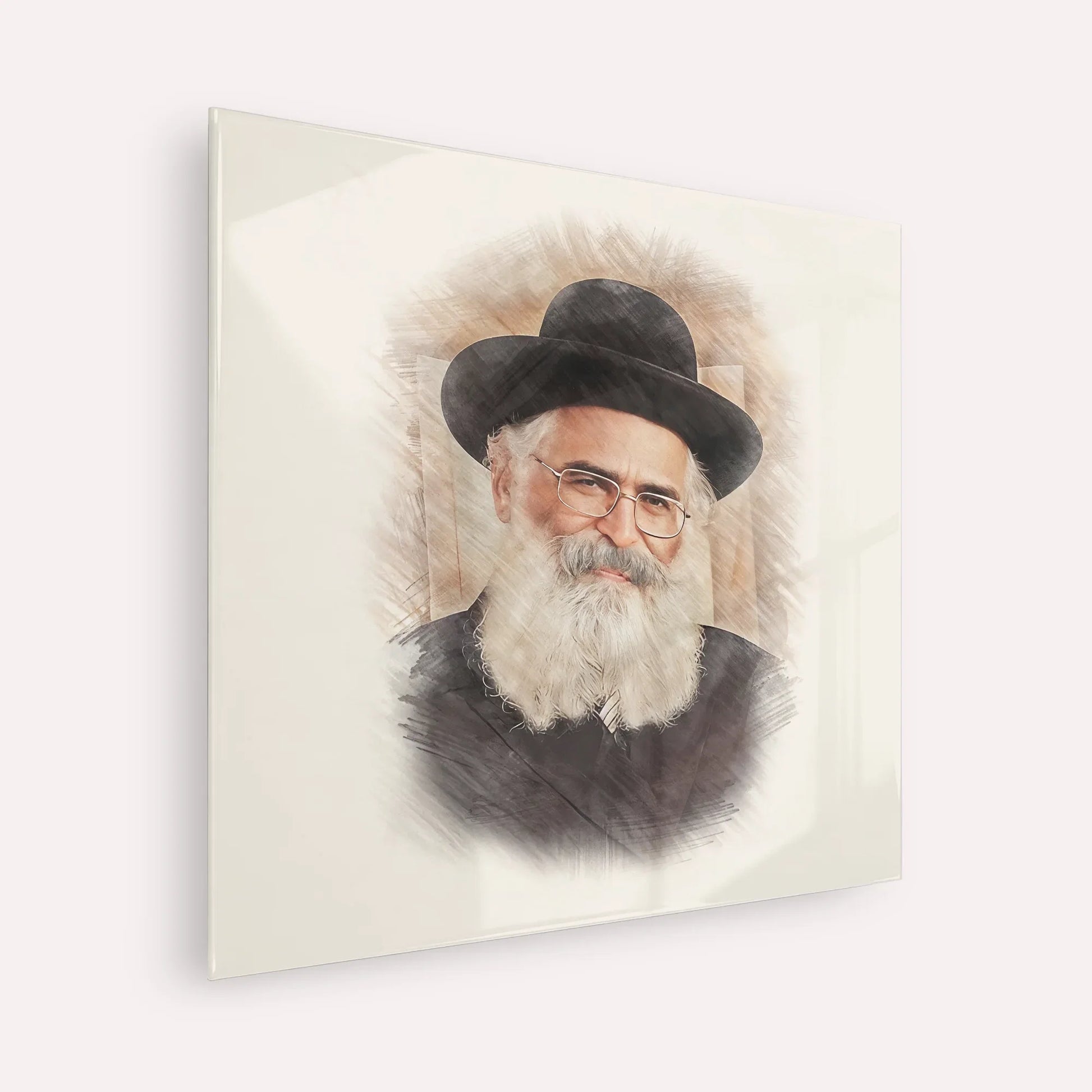 Rav Yoram Abergel – Acrylic Glass Square | Jewish Wall Art, Gedolim Pictures
