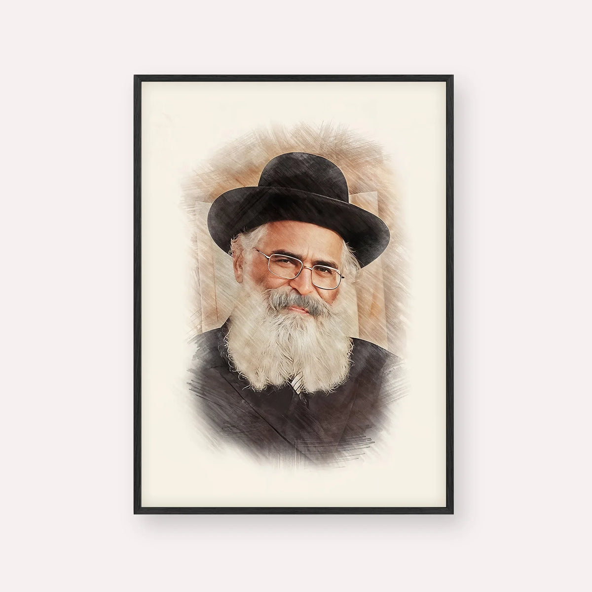 Rav Yoram Abergel – Black Frame Vertical | Jewish Wall Art, Gedolim Pictures