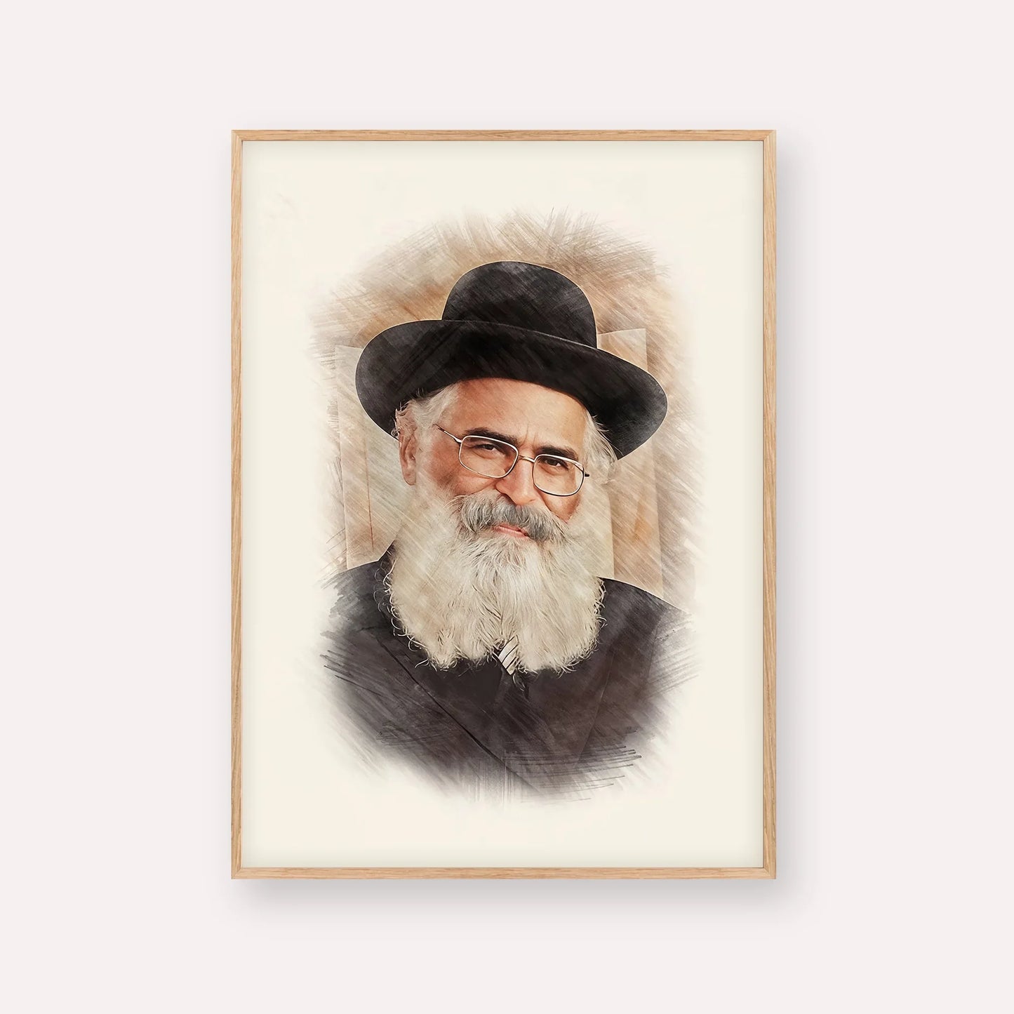 Rav Yoram Abergel – Wood Frame Vertical | Jewish Wall Art, Gedolim Pictures