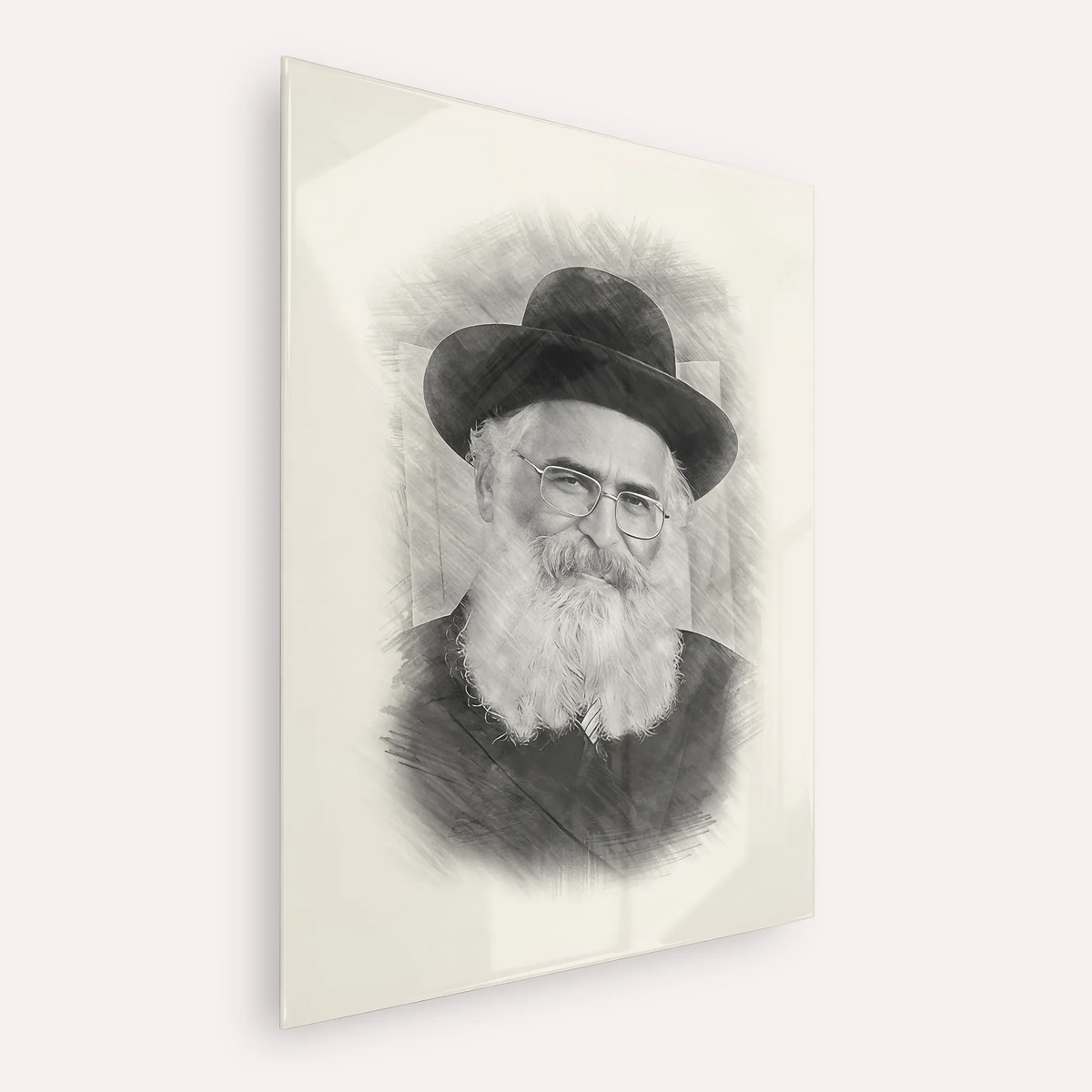 Rav Yoram Abergel – Black & White – Acrylic Glass Vertical | Jewish Wall Art, Gedolim Pictures