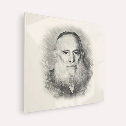 Rav Yosef Kahaneman (The Ponevezhher Rav) – Black & White – Acrylic Glass Square | Jewish Wall Art, Gedolim Pictures