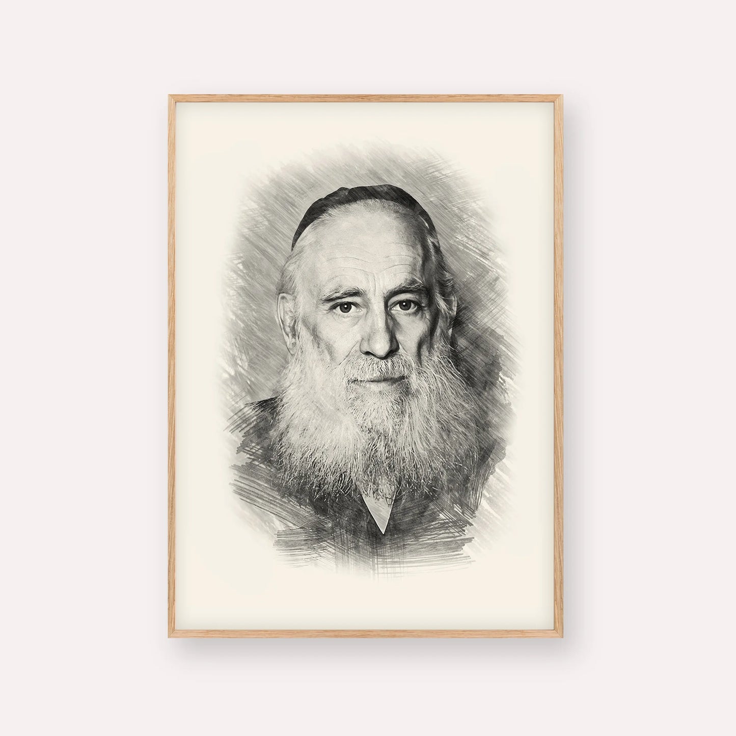 Rav Yosef Kahaneman (The Ponevezhher Rav) – Black & White – Wood Frame Vertical | Jewish Wall Art, Gedolim Pictures