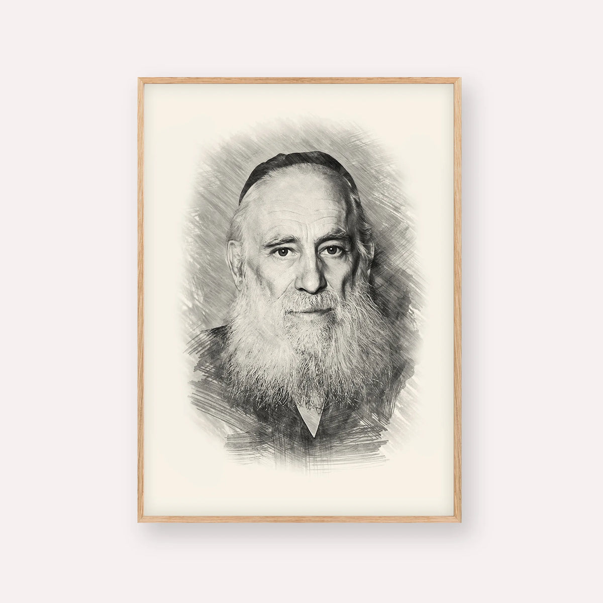Rav Yosef Kahaneman (The Ponevezhher Rav) – Black & White – Wood Frame Vertical | Jewish Wall Art, Gedolim Pictures