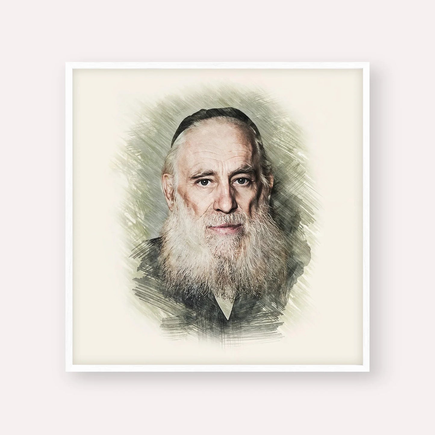 Rav Yosef Kahaneman (The Ponevezhher Rav) – White Frame Square | Jewish Wall Art, Gedolim Pictures