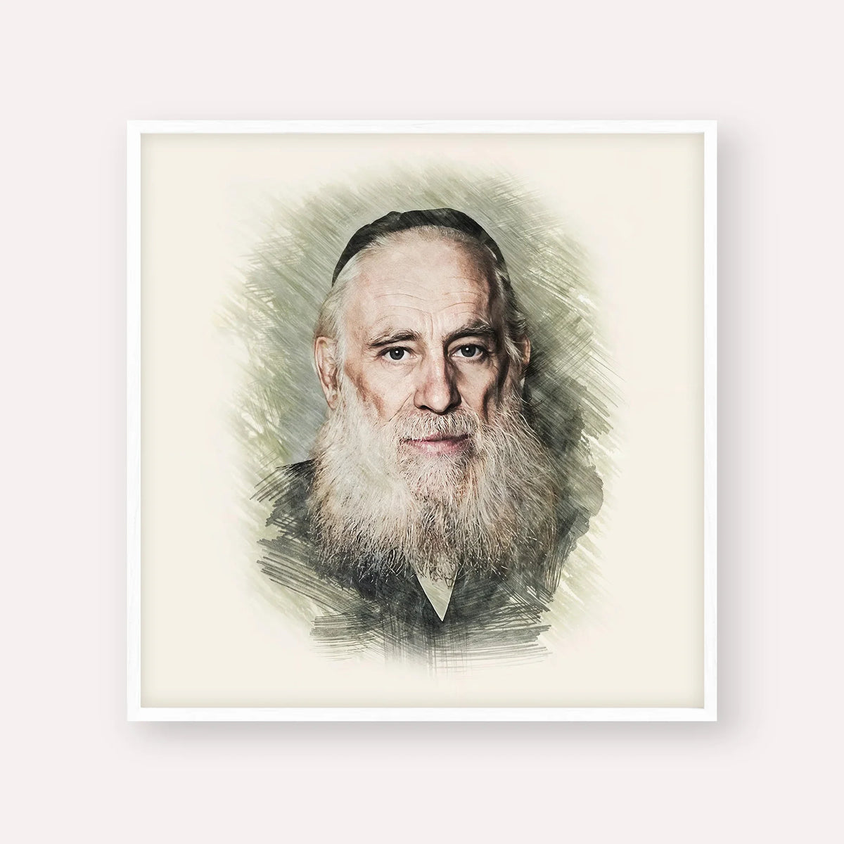 Rav Yosef Kahaneman (The Ponevezhher Rav) – White Frame Square | Jewish Wall Art, Gedolim Pictures
