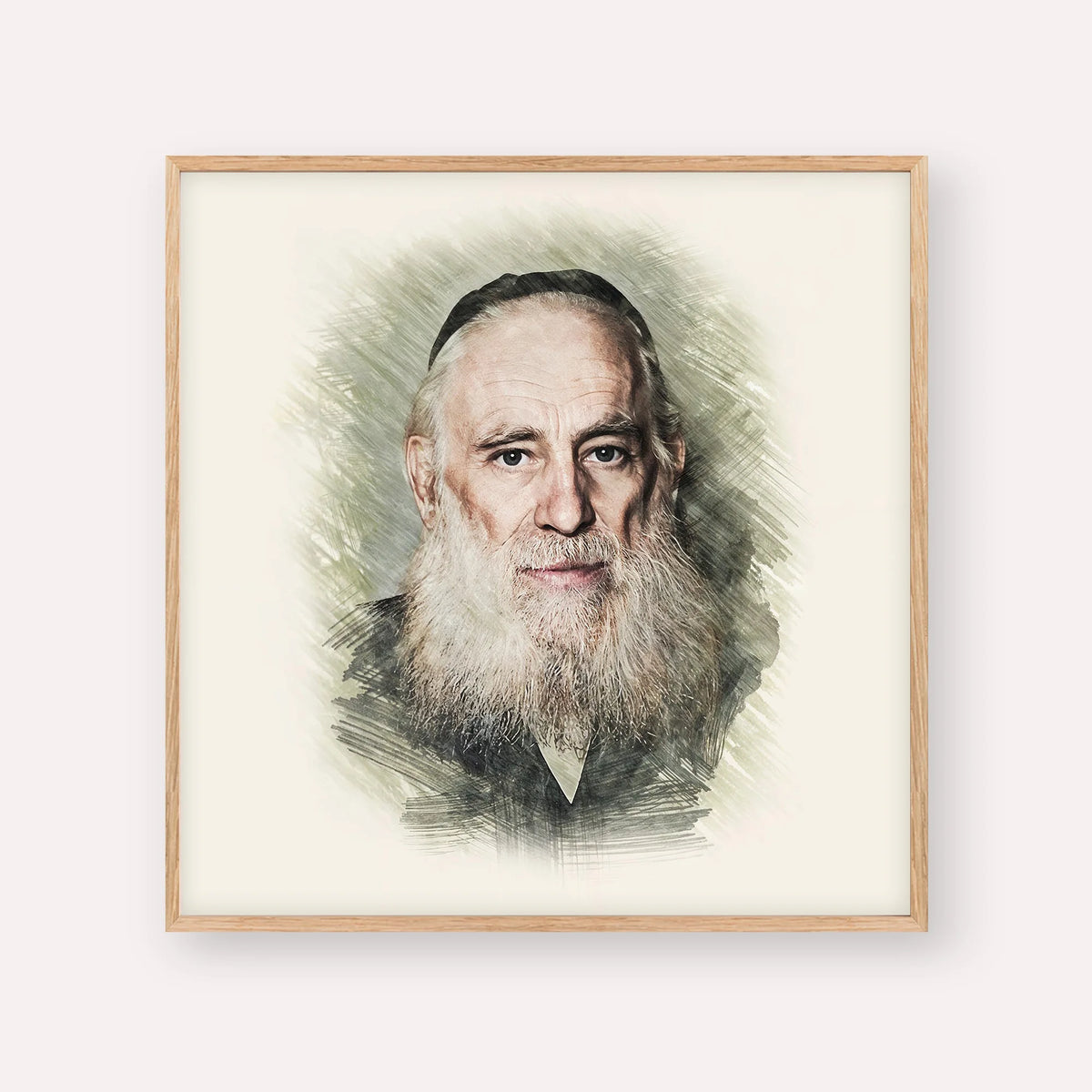 Rav Yosef Kahaneman (The Ponevezhher Rav) – Wood Frame Square | Jewish Wall Art, Gedolim Pictures