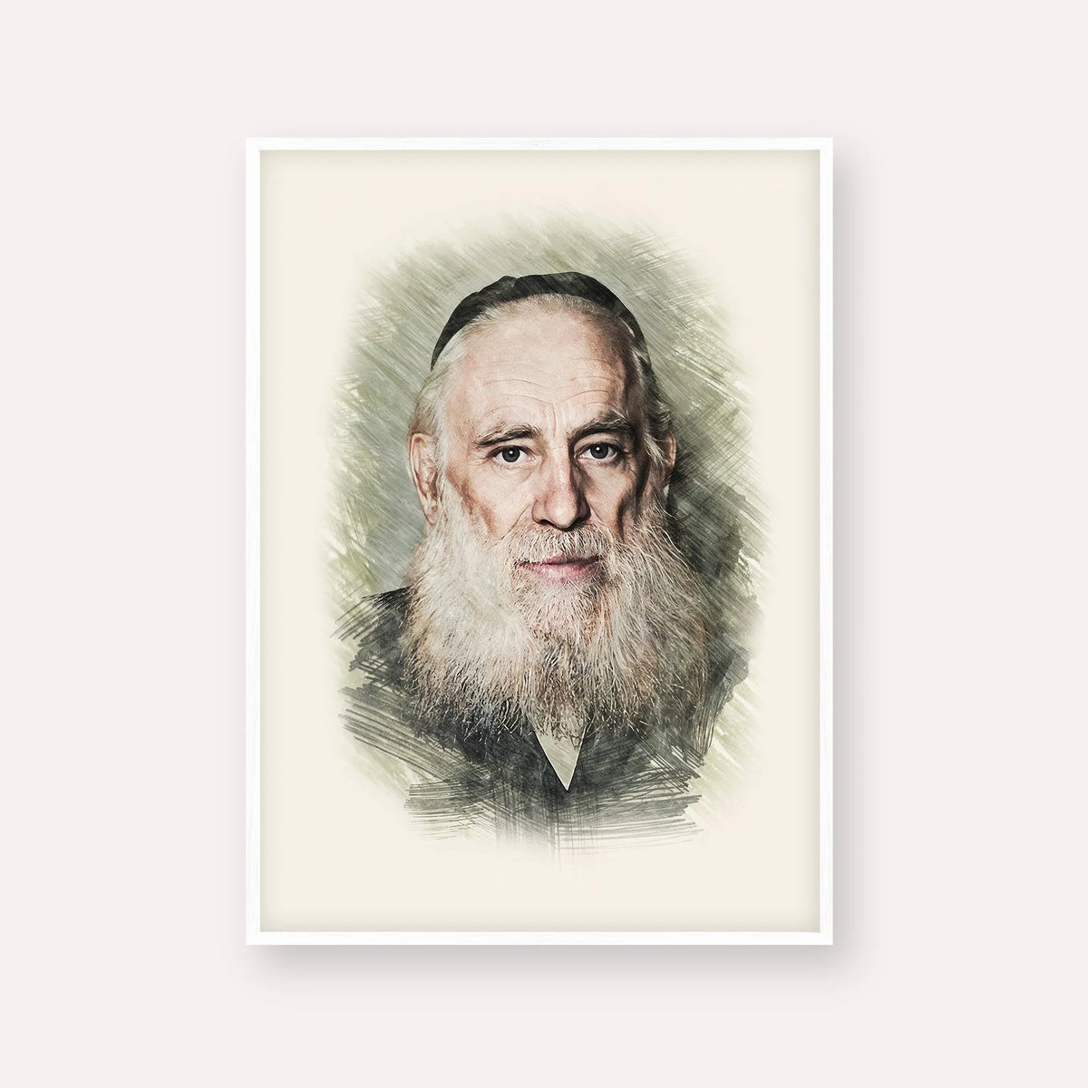 Rav Yosef Kahaneman (The Ponevezhher Rav) – White Frame Vertical | Jewish Wall Art, Gedolim Pictures