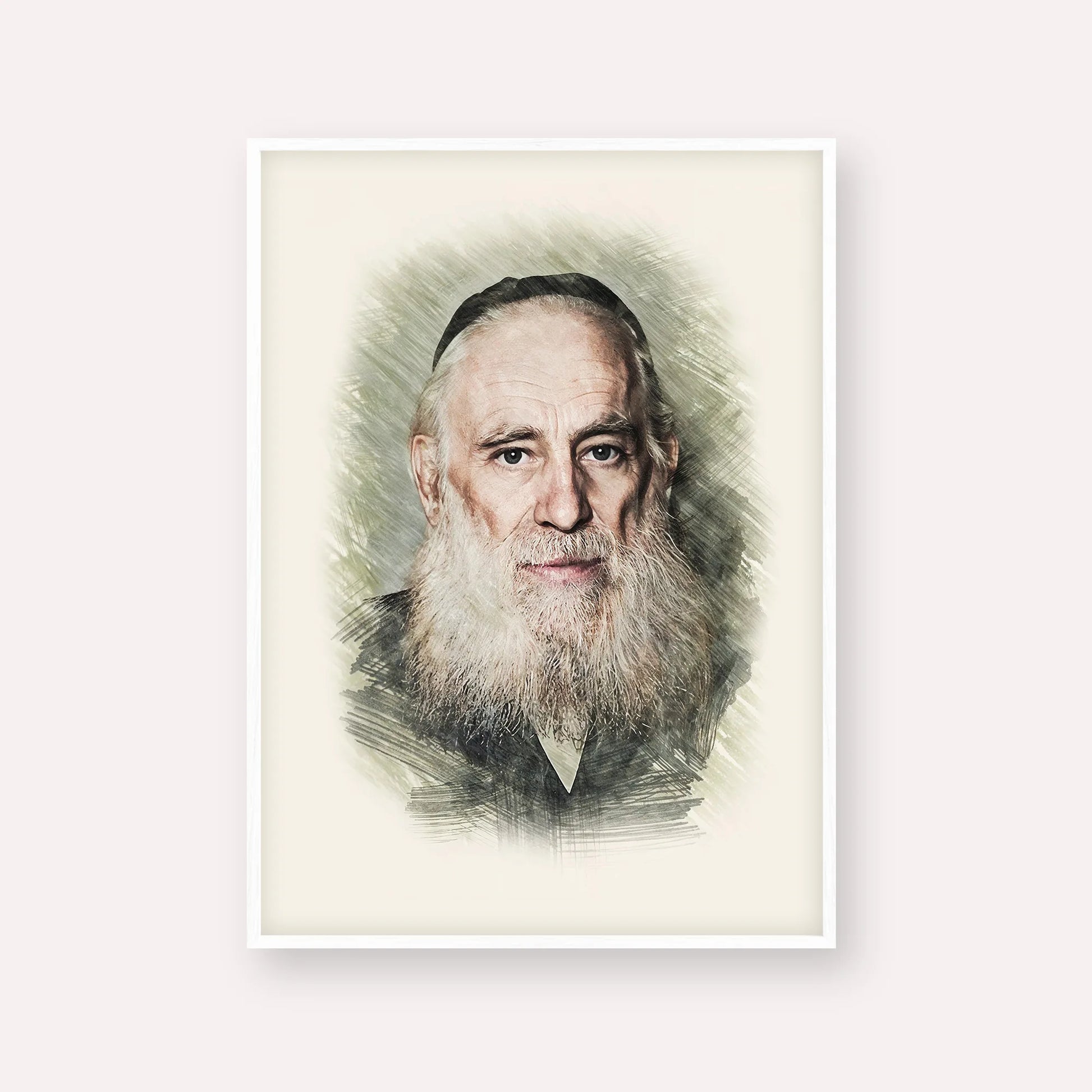 Rav Yosef Kahaneman (The Ponevezhher Rav) – White Frame Vertical | Jewish Wall Art, Gedolim Pictures