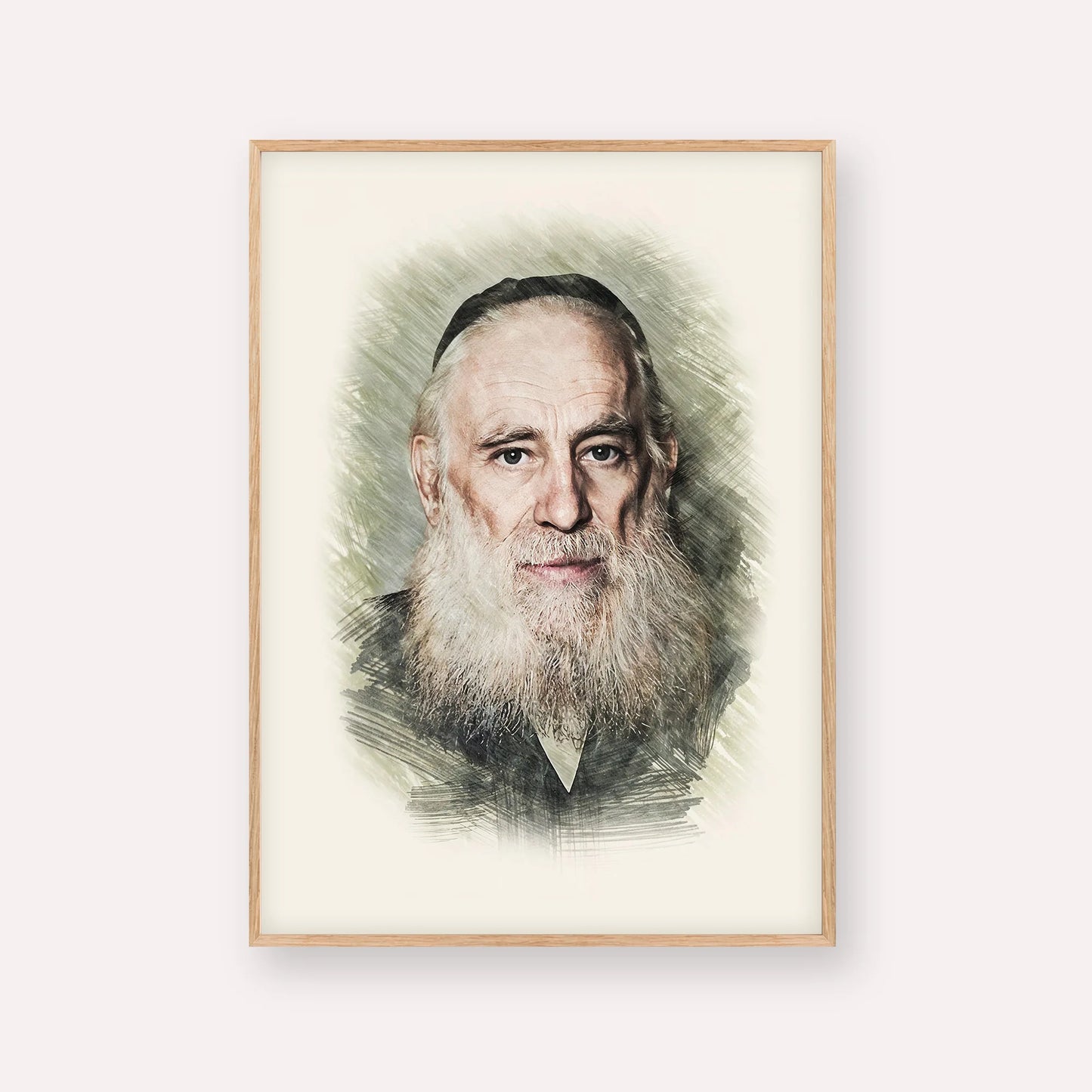 Rav Yosef Kahaneman (The Ponevezhher Rav) – Wood Frame Vertical | Jewish Wall Art, Gedolim Pictures