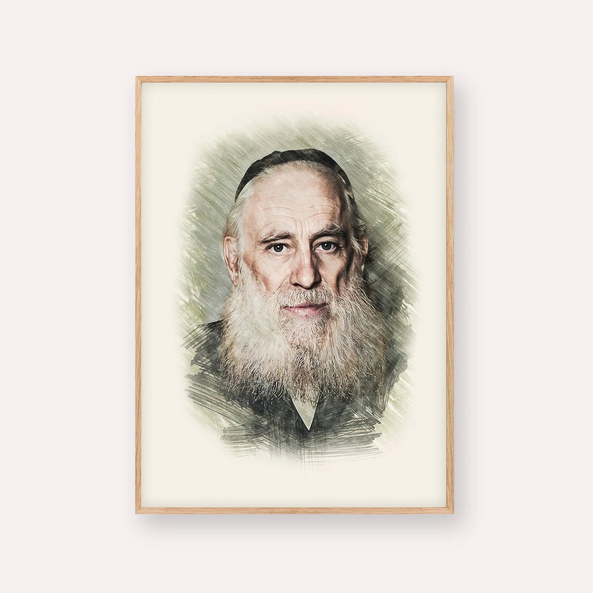 Rav Yosef Kahaneman (The Ponevezhher Rav) – Wood Frame Vertical | Jewish Wall Art, Gedolim Pictures