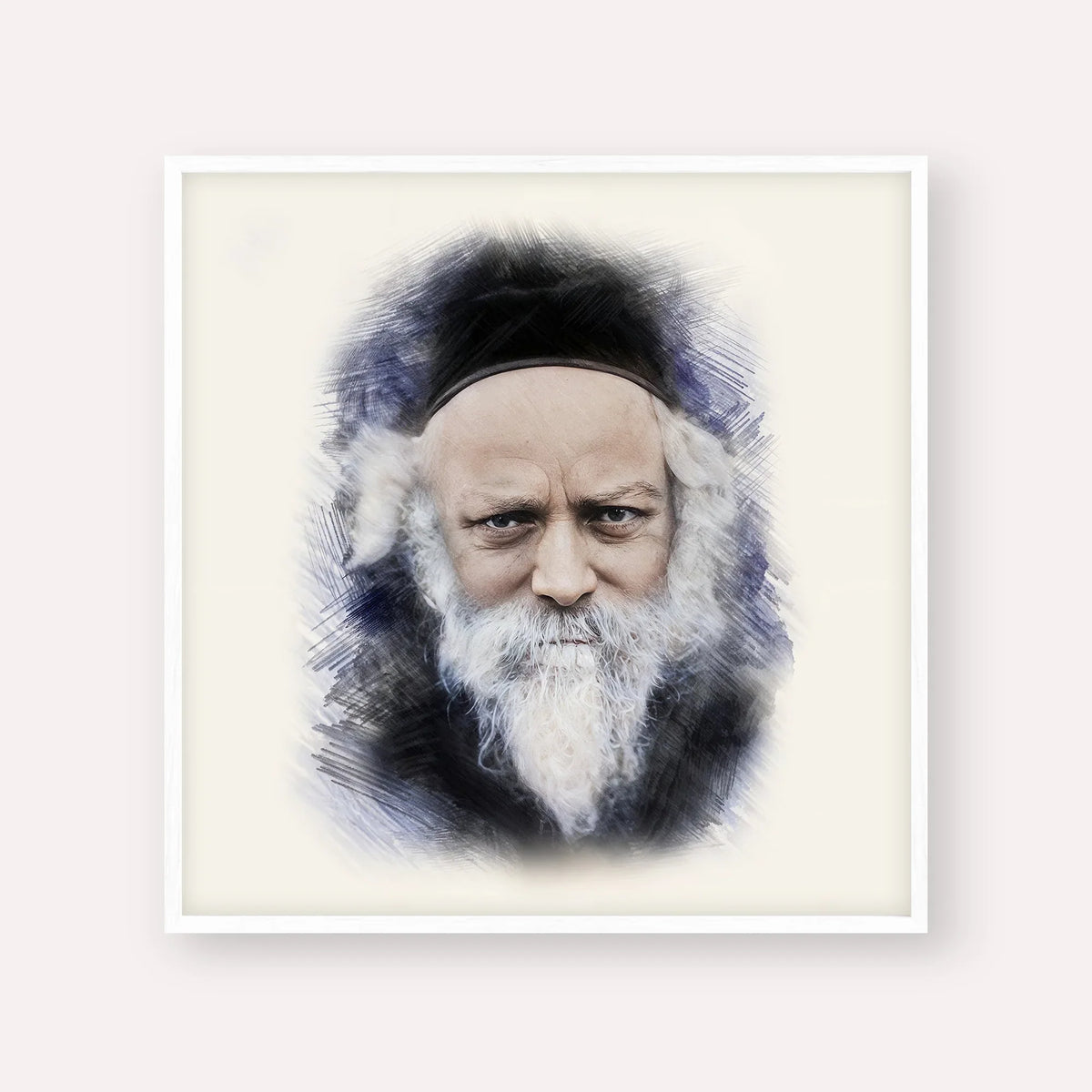Reb Boruch Ber – White Frame Square | Jewish Wall Art, Gedolim Pictures