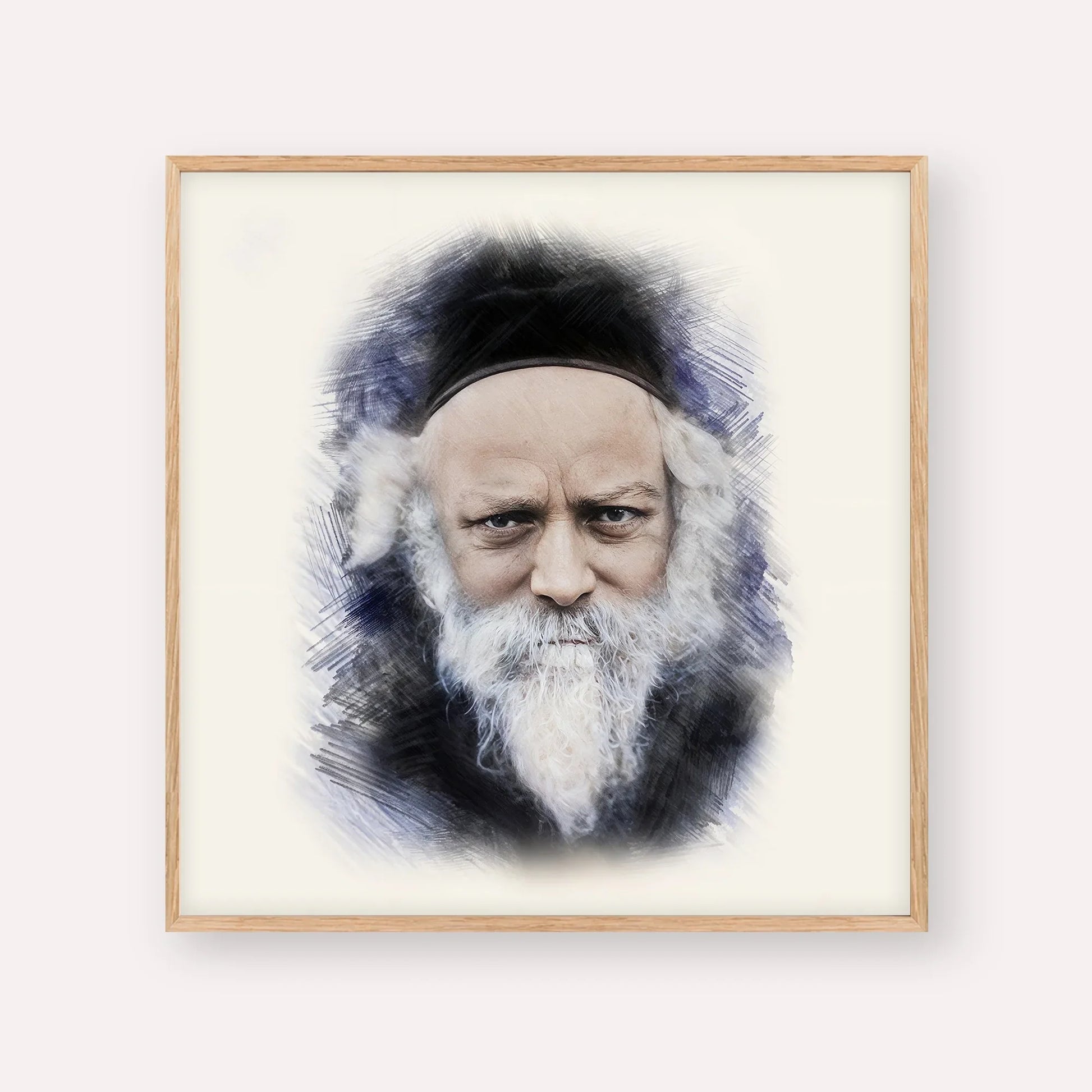 Reb Boruch Ber – Wood Frame Square | Jewish Wall Art, Gedolim Pictures