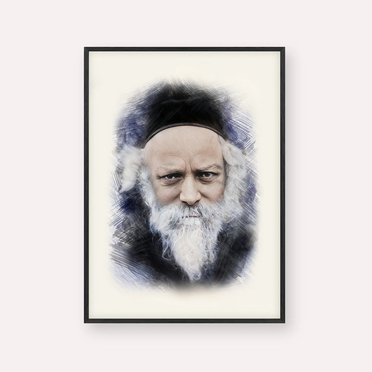 Reb Boruch Ber – Black Frame Vertical | Jewish Wall Art, Gedolim Pictures