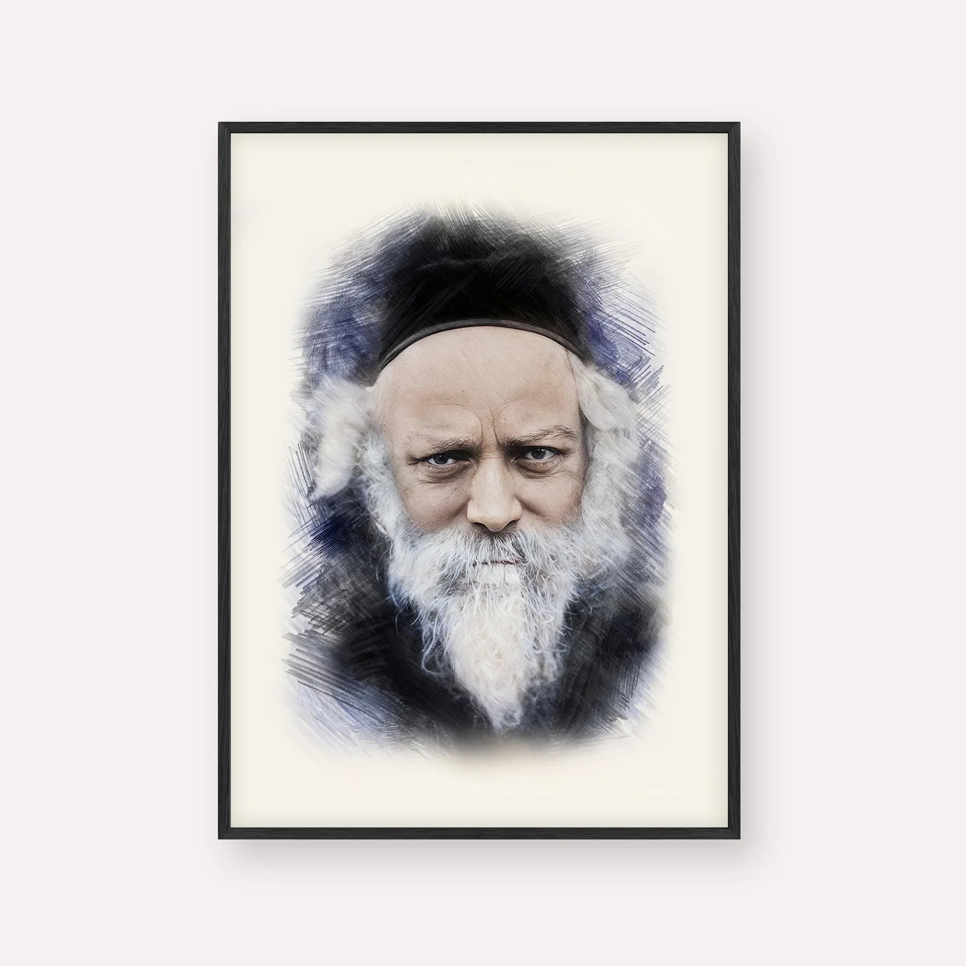 Reb Boruch Ber – Black Frame Vertical | Jewish Wall Art, Gedolim Pictures
