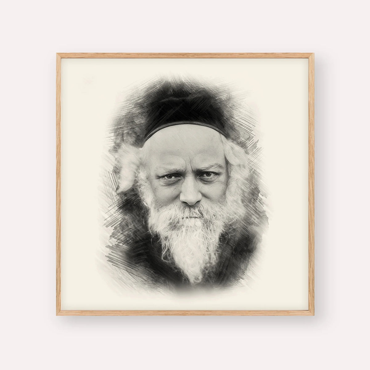 Reb Boruch Ber – Black & White – Wood Frame Square | Jewish Wall Art, Gedolim Pictures